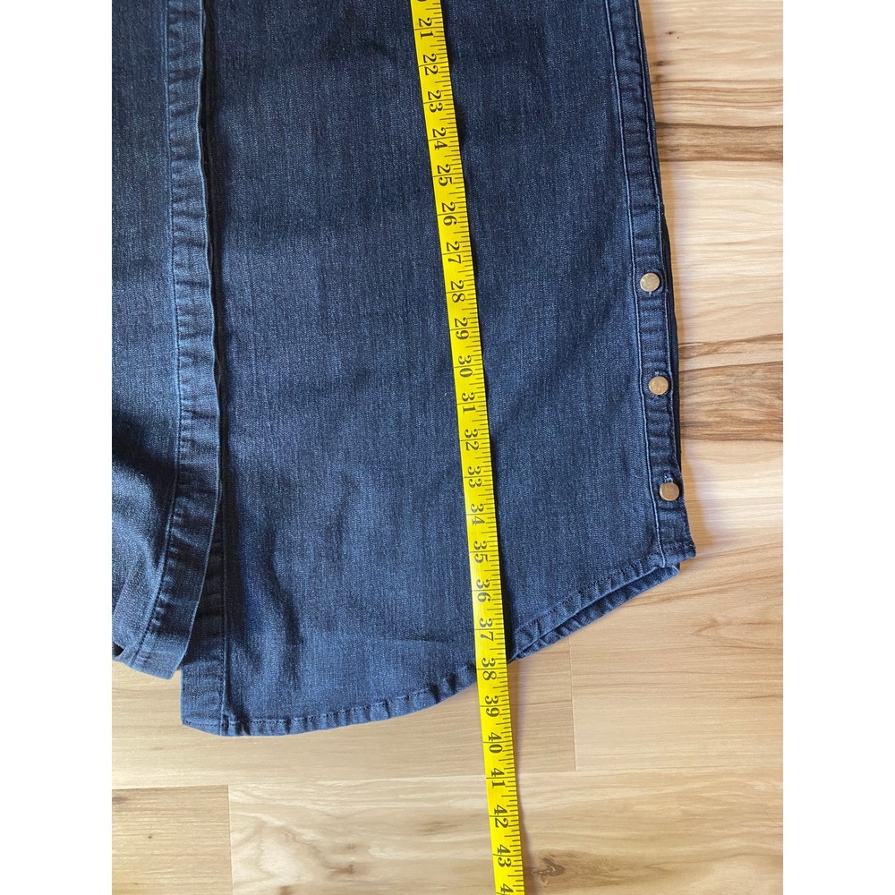 Chicos Dark Wash Denim Shirt Dress Long Sleeve Snap Side Hem Womens Size 3 16 US - Picture 4 of 6